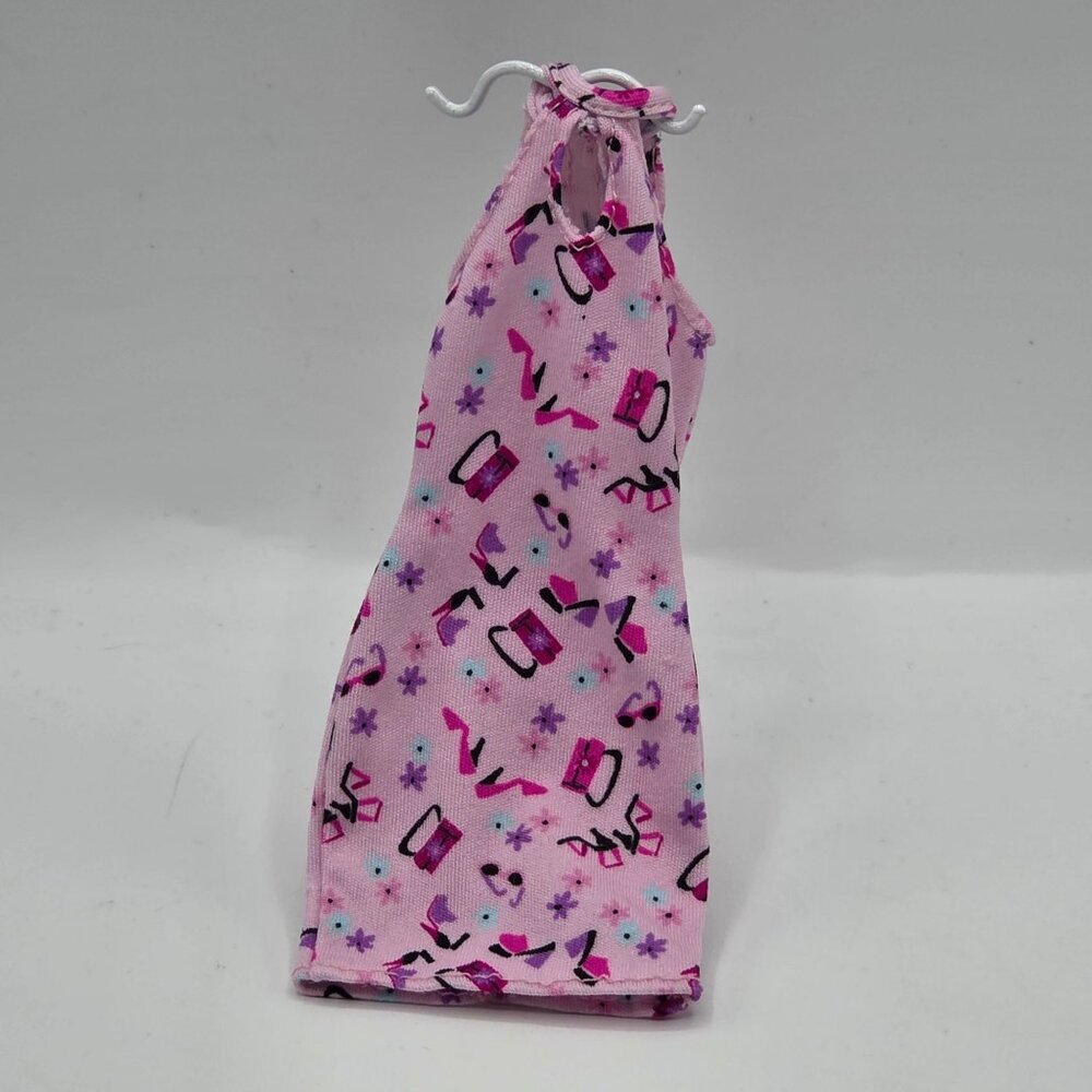 Barbie Doll Pink Halter Dress With Shoes & Heel Print